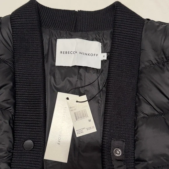 Rebecca Minkoff Black Quilted Puffer Jacket M NWT - Picture 11 of 12